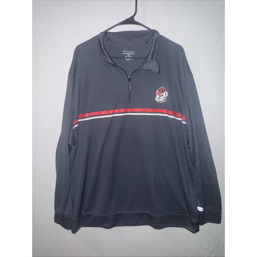 University of Georgia Bulldogs UGA Champion 1/4 Zip Grey Pullover Size 2XL
